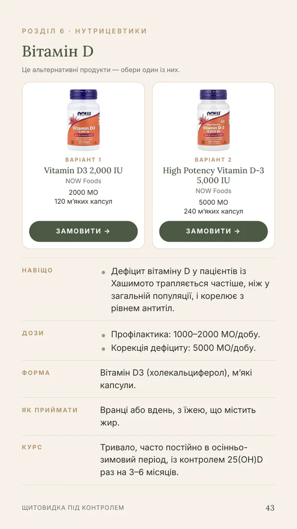Сторінка 43: вітамін D, дози і форми
